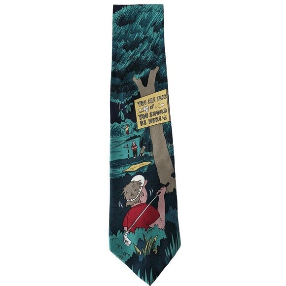 Tie Rack Golf Golfer Novelty Silk Necktie - Picture 4 of 7